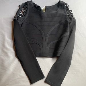 Black long sleeve Bebe crop top L